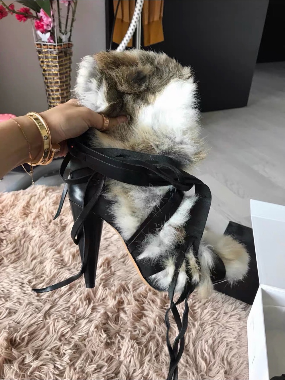 New in Box Isabel Marant F/W 2014 Pietra Rabbit Fur Leather Ankle Boots Sz 38